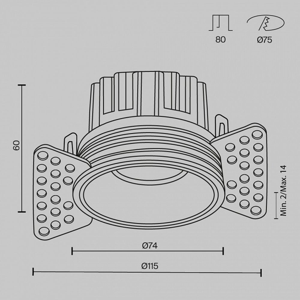 Встраиваемый светильник Maytoni Round DL058-12W2.7K-TRS-W