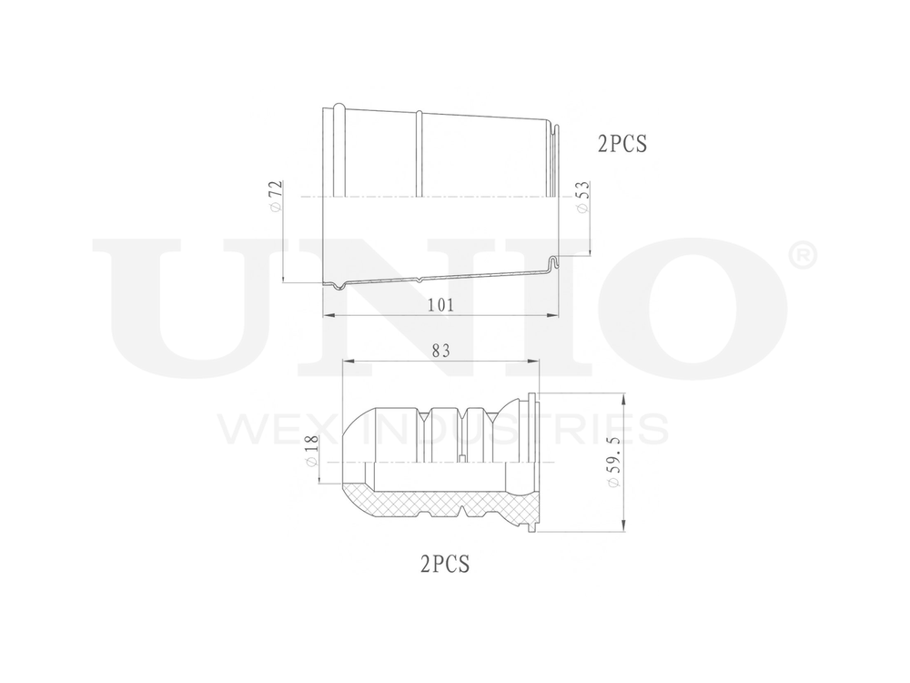 Комплект пыльник и отбойник UNIO DUC-50077