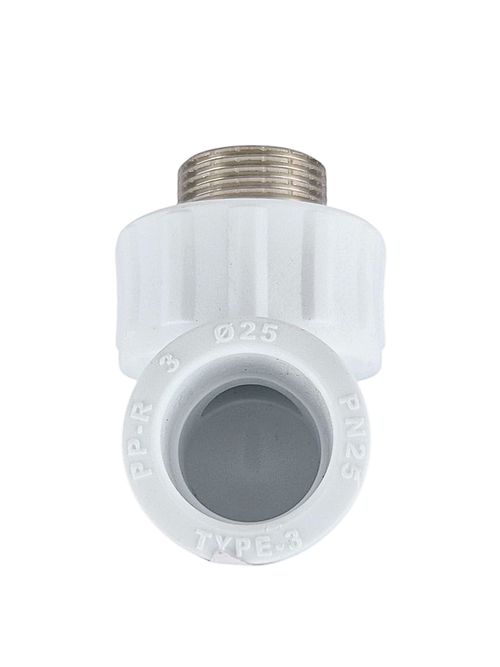 Угольник комбинированный PPR наружная резьба 25х 3/4,  белый, РТП (60/20)