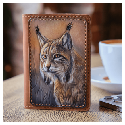 Кожаная обложка на паспорт «Рысь»