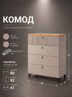 Комод Ника 4 ящика 80х120х42 см на ножках стильный Альбина