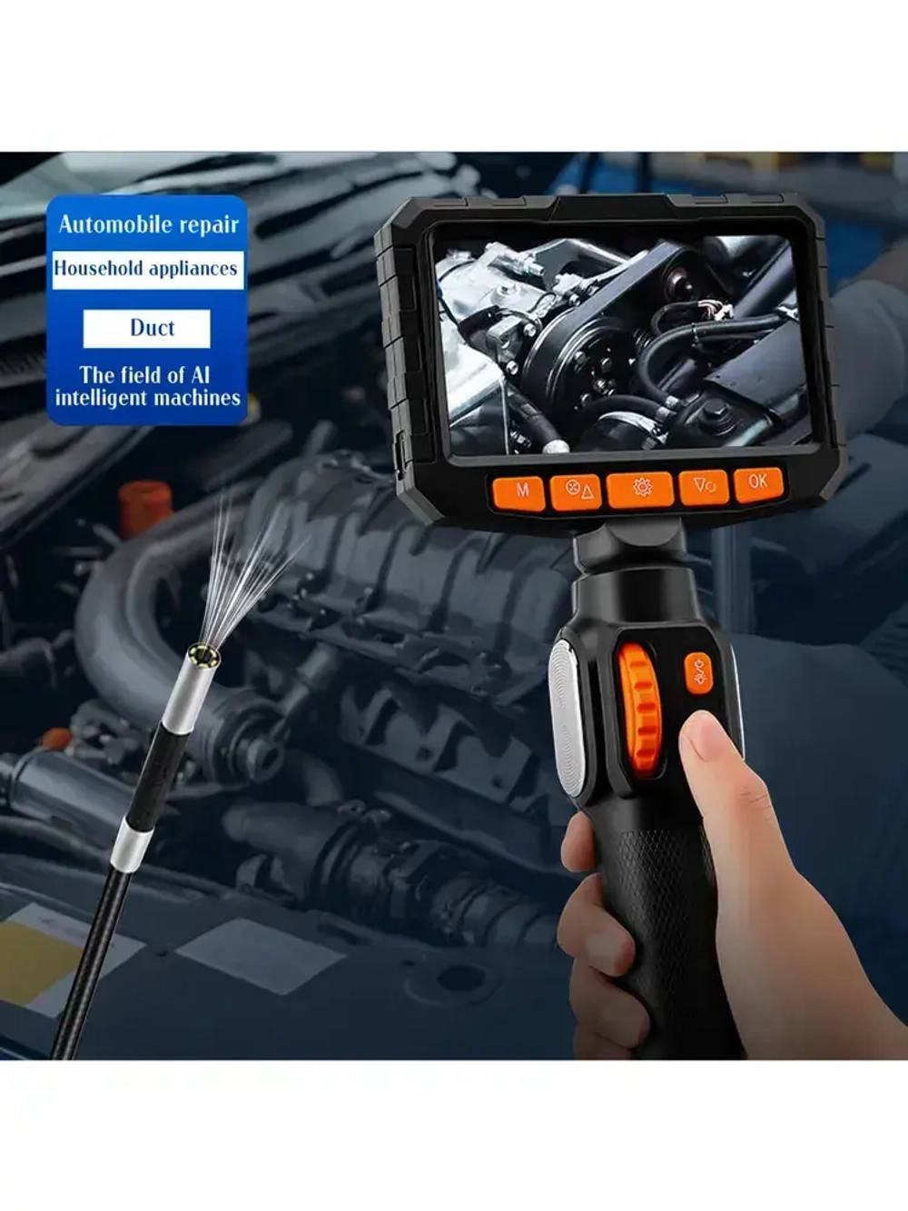 Поворотный эндоскоп 6 мм с Дисплеем /автомобильная камера /Бороскоп