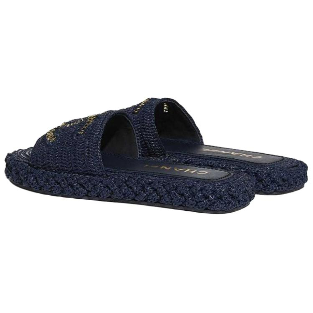 CHANEL Slide Slippers Women"s Marine Blue