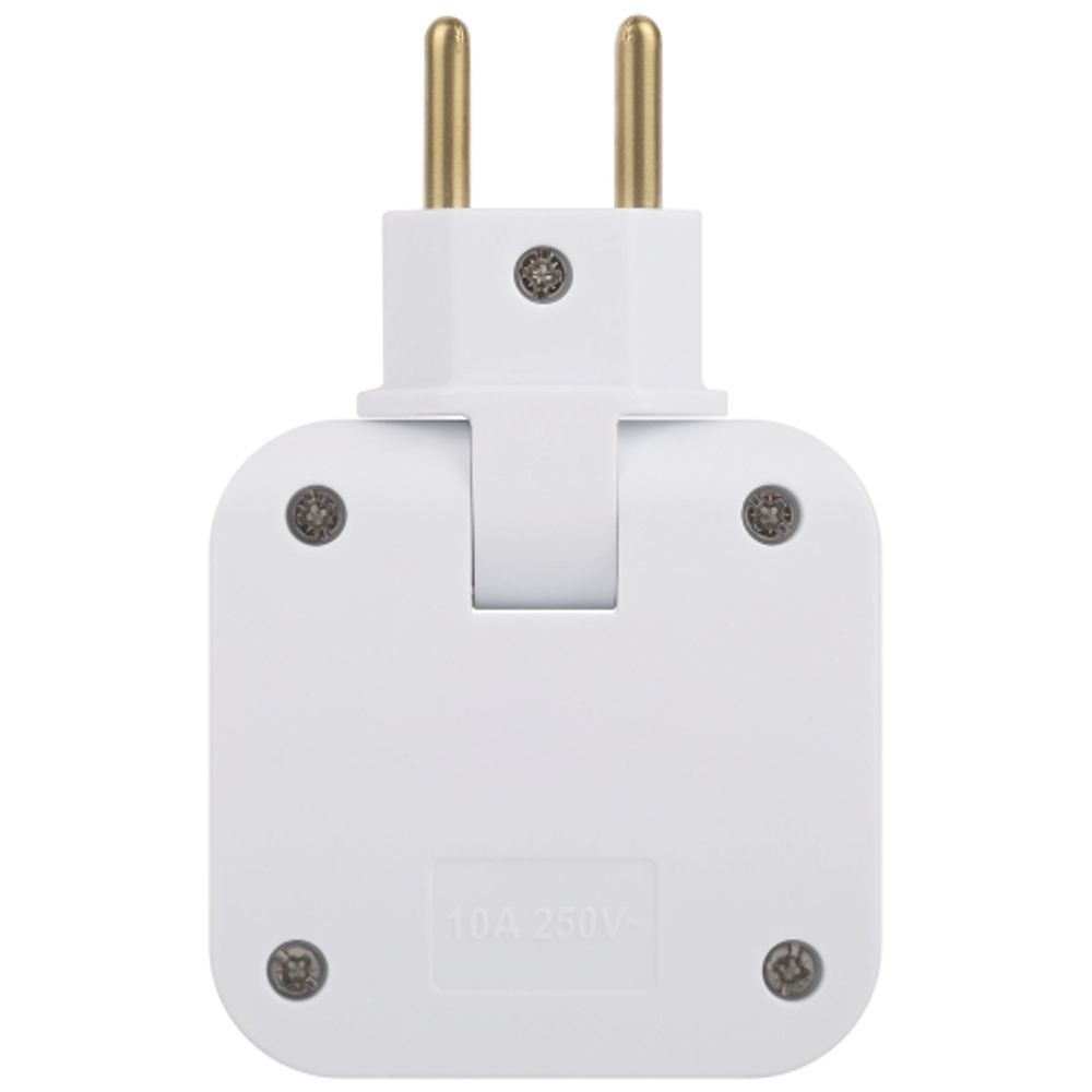 Разветвитель электрический ЭРА SPF-2-FL-USB поворотный на 2 розетки + 2USB 10А белый | Электротовары