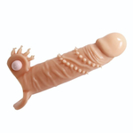 Телесная удлиняющая вибронасадка Penis Sleeve Connor - 17 см. (Цвет: телесный)