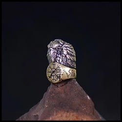 Темлячная бусина "Ворон Одина" биметалл (латунь Шлем Ужаса)