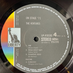 Винтажная виниловая пластинка LP The Ventures On Stage 71 (Japan 1971) (Obi) (Не Комплект, Только Вторая Пластинка)