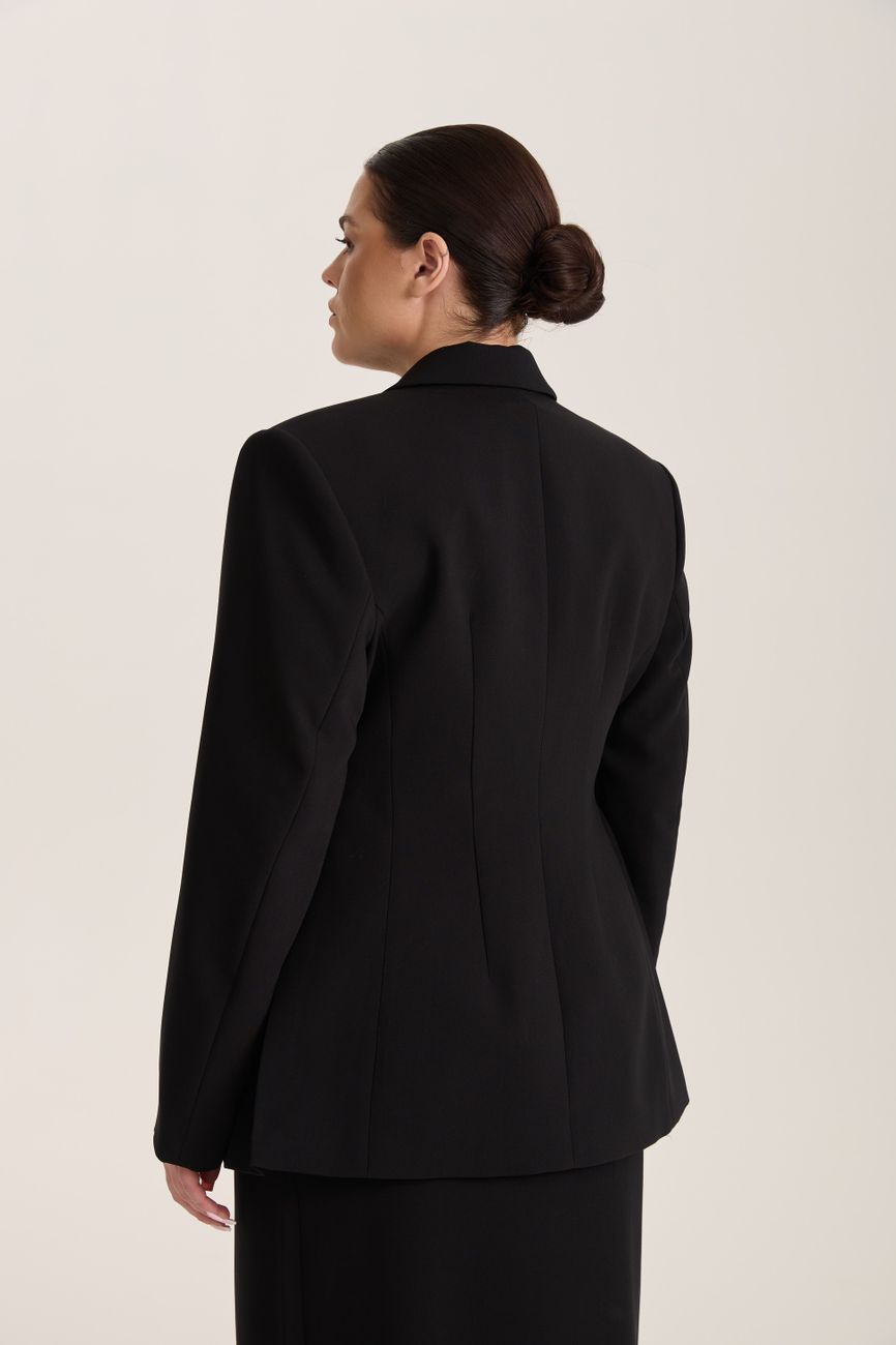 Жакет с объемными плечами, черный