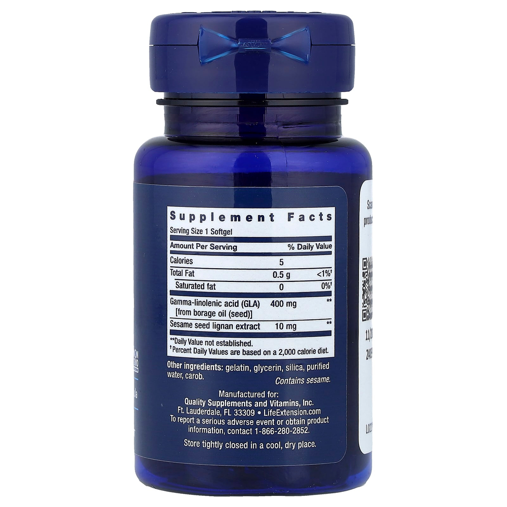 Life Extension, Mega GLA, добавка с ГЛК и кунжутными лигнанами, 30 мягких таблеток