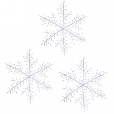 Украшение новогоднее «Снежинка» 21 см (набор 3 шт), Белый