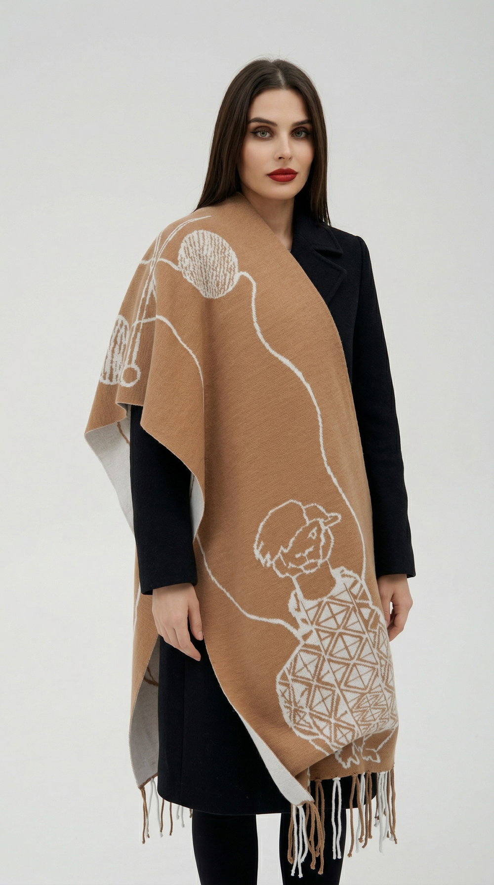 Шарф Ш531-02/08 "Альпака" экрю/бежевый