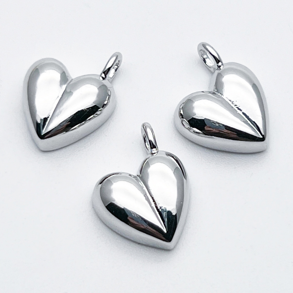 Подвеска Сердце, цвет серебро (родий), размер 14*10 мм, цена за 1 шт