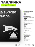 Табличка Кнопка вызова персонала, на дверь и стену, информационная и навигационная, серия CONCEPT, 18х18 см, пластиковая, Айдентика Технолоджи