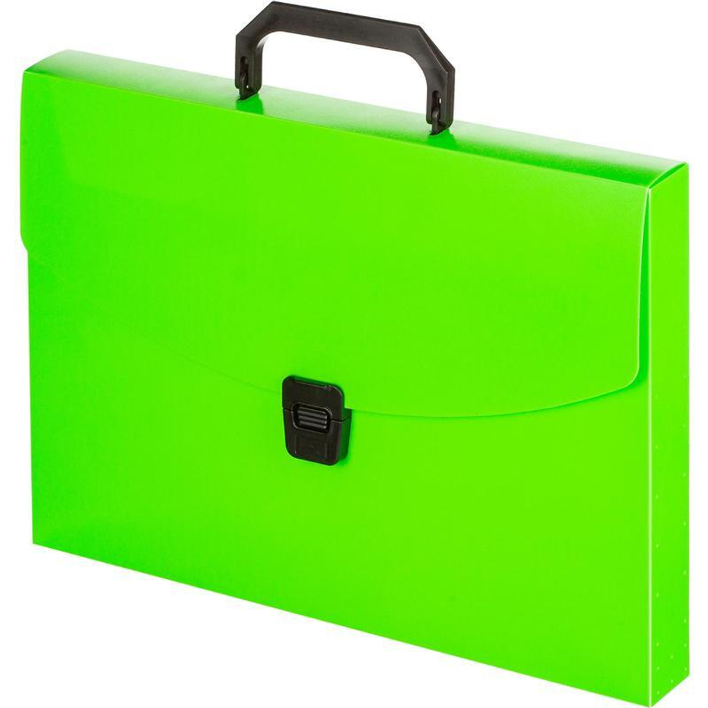 Папка-портфель 1 отделение Attache А4, 700мкм, на замке, пластик, зелёный