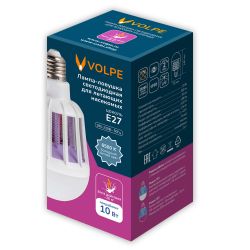 LED-А75-10W-6500К-E27-FR-MKL Лампа-ловушка светодиодная для летающих насекомых. матовая. 2 режима: 6500K+UV и UV. TM Volpe