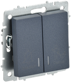 BRITE Выключатель 2-клавишный с индикацией для отелей 10А ВС10-2-9-БрМ маренго IEK