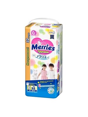 MERRIES Трусики-подгузники для детей размер XXL 15-28 кг 32 шт