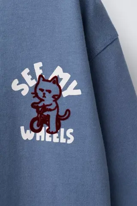 ZARA ЛОНГСЛИВ С РЕЛЬЕФНЫМ ПРИНТОМ ЖИВОТНЫХ, СИНИЙ