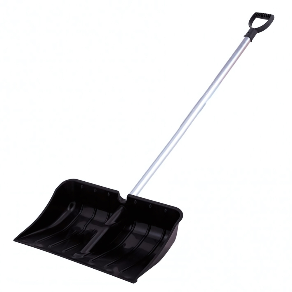 Лопата снеговая "Зима" №9 с ал.планкой d-32 с ал/чер. и V-обр. ручкой 550 х 380