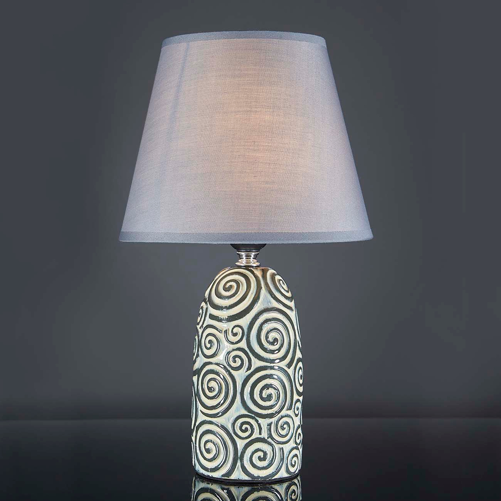 Настольный светильник 1х60Вт E27, керамика/ткань, серый/серый плафон