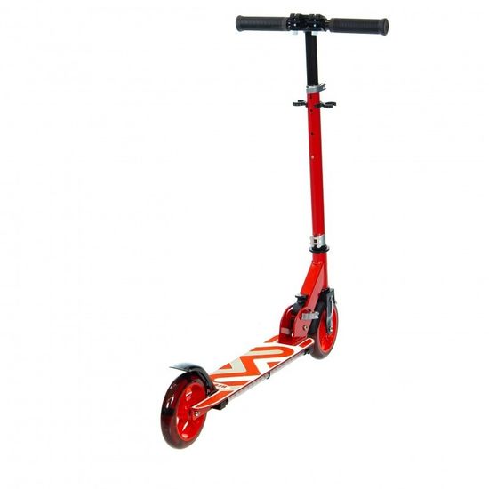 Складной двухколёсный самокат со светящимися колёсами и платформой Micar Flash 145 красный