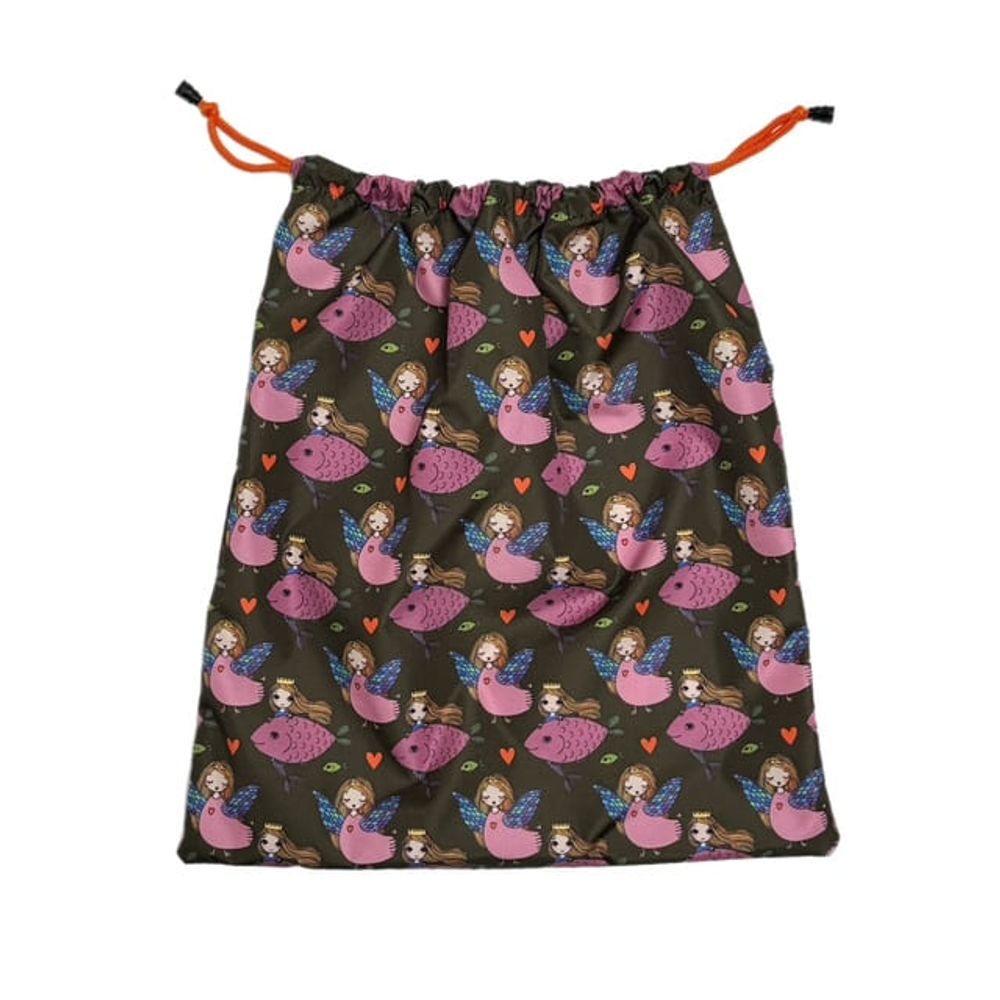 Мешок для хранения вещей "Русалки", коричневый фон, на шнурке, 33х37 см