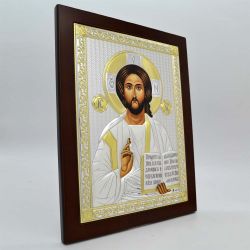 Икона Иисуса Христа в серебре. 22 × 28 см.