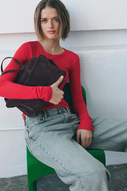 ZARA ГОРОДСКАЯ КОЖАНАЯ СУМКА, КОРИЧНЕВЫЙ