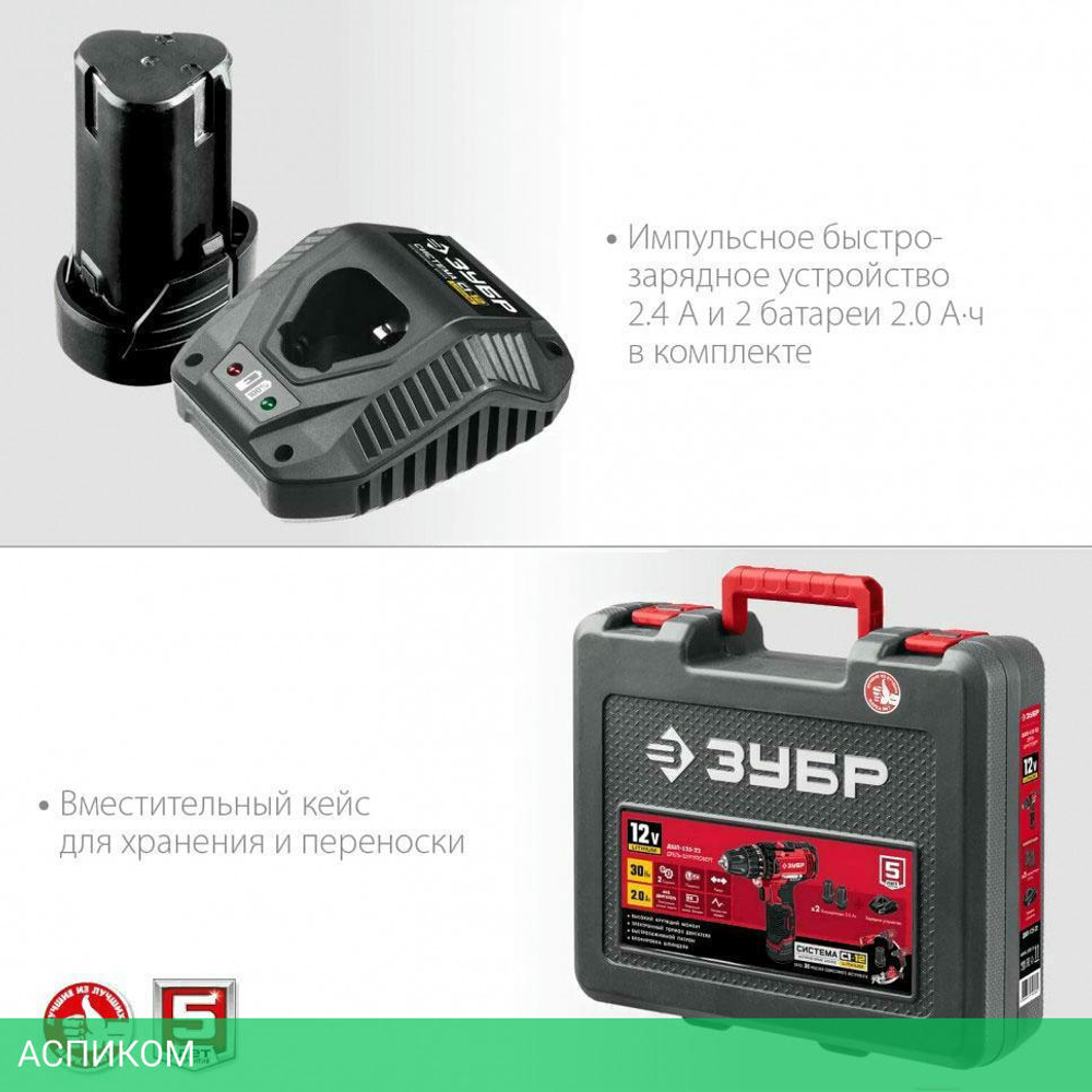 Дрель-шуруповерт ЗУБР ДШЛ-125-22