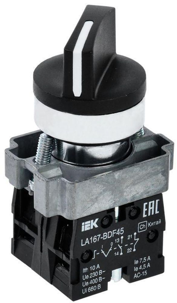 Переключатель LA167-BDF45 на 2 полож. 1з+1р черн. IEK BSW20-BDF45-3-24-67-2-K02