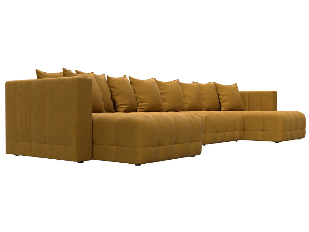 Диван П-образный Лига-052 НПБ Лонг, BRUT 10 ВЕЛЮР желтый