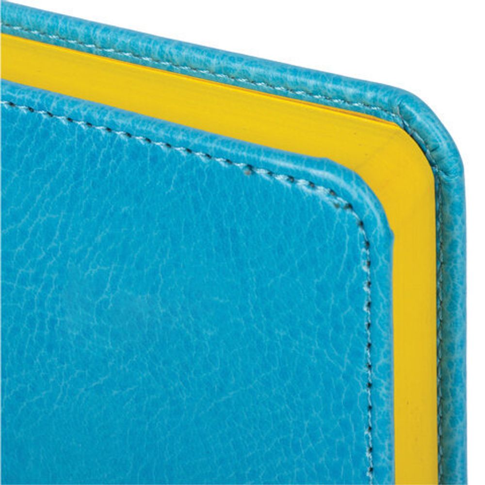 Ежедневник недатированный МАЛЫЙ ФОРМАТ 100х150 мм А6 BRAUBERG "Rainbow" под кожу, 136 л., бирюза, 111687