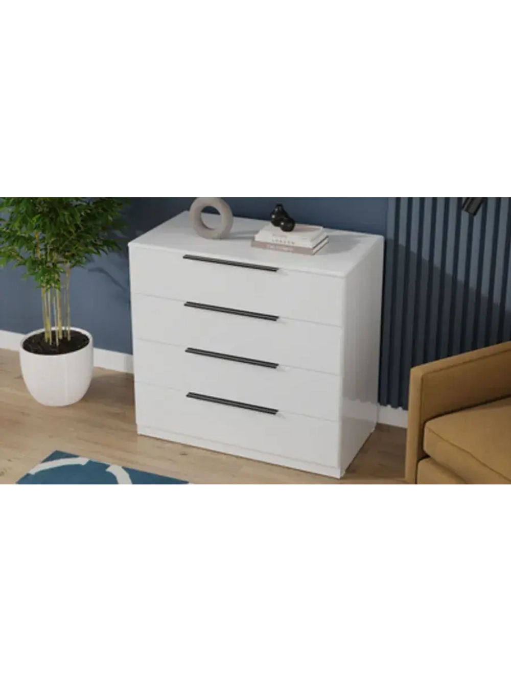 Комод для одежды Белый глянец 4 ящика 92х51х87 см