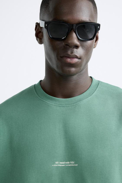 ZARA ФУТБОЛКА С ФОТОПРИНТОМ @ VALERIA VASI, МЯГКИЙ ЗЕЛЕНЫЙ