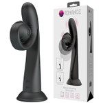 Черный вибратор на присоске с закрученным клиторальным отростком - 20 см. (Цвет: черный)