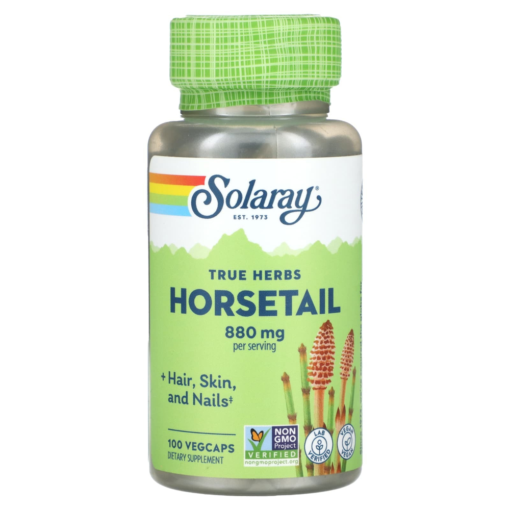 Solaray, True Herbs, хвощ, 100 растительных капсул (440 мг на капсулу)