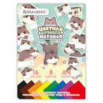 Цветная бумага А4 офсетная, 16 листов, 8 цветов, на скобе, кросс-серия "МИЛЫЕ КОТЫ", 200х275 мм, BRAUBERG, 116983