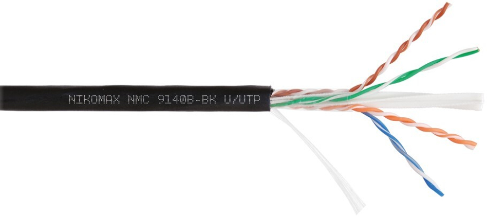 Кабель витая пара U/UTP 6 кат. 4 пары NikoMax NMC 9140B-BK