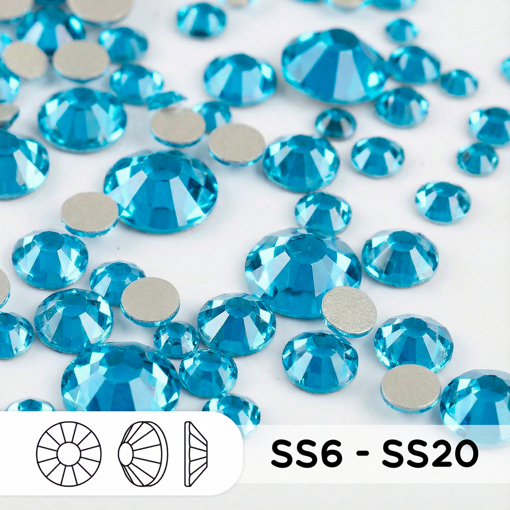 Стразы mix ss6-ss20 Aquamarine (Light Blue)