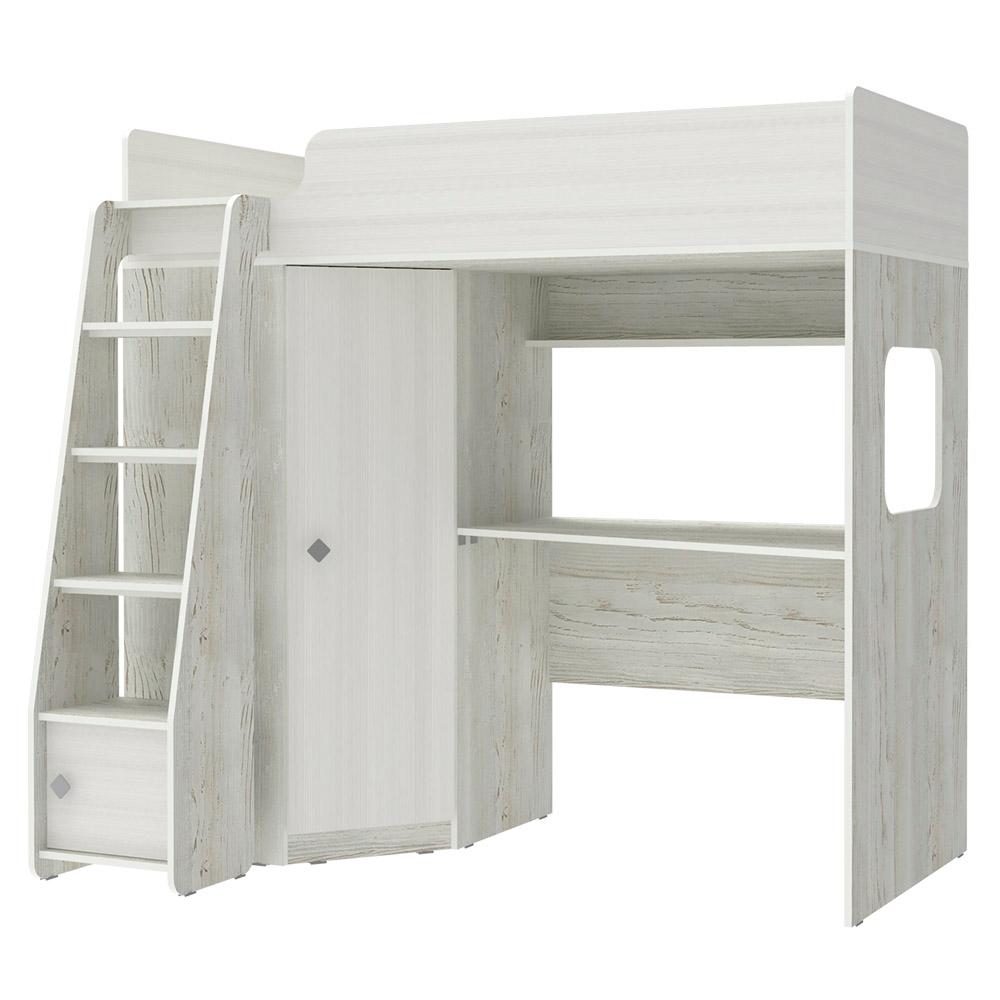 Кровать-чердак КарИВи Л-В603.1 Винтерберг Белое Дерево