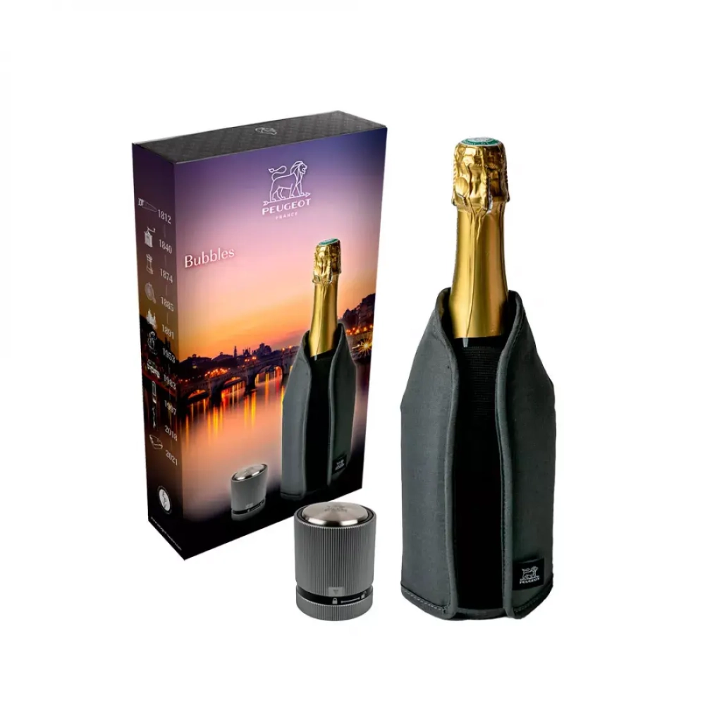 Набор рубашка для охлаждения и пробка для шампанского серый Peugeot Bubbles