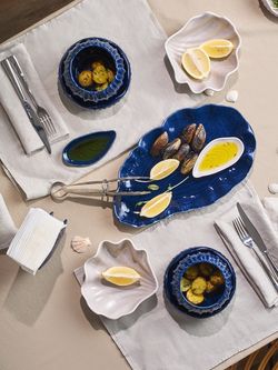 Блюдо сервировочное Clams синего цвета из коллекции Sea treasures