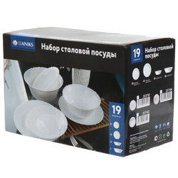 Сервиз столовый стеклокерам, 19 пр, 6 перс, Daniks, Белый, CW