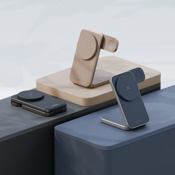 Беспроводное зарядное устройство EnergEA Bazic GoMag Trio PLUS 3in1 magnetic wireless foldable charger Qi2 22.5W, Blue (MAG-TRIOPLUS-BLU)