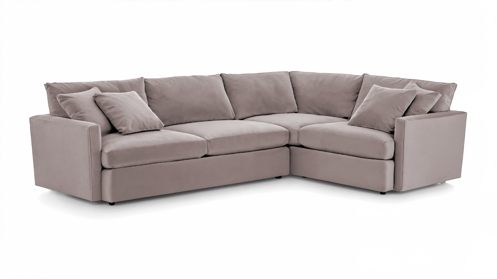 Угловой диван Стелф ЭКО Velutto 37 231*185*90 см, светло-розовый Велютто Еврокнижка Фиеста