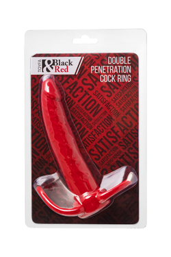 Насадка на пенис для двойного проникновения Black&Red by TOYFA , силикон, красный, 16,5 см