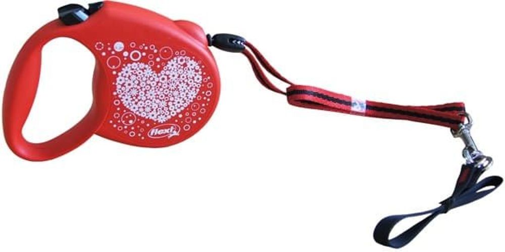 FLEXI рулетка Standart S (до 12 кг) 5 м трос с дизайном "сердце" красная FLEXI рулетка Standart S (до 12 кг) 5 м трос с дизайном "сердце" красная