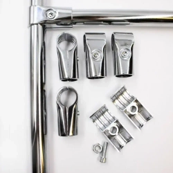 Соединитель двух труб к системе Joker 25 мм (КОМПЛЕКТ 2ШТ) UNO-1. Крепёж Т-образный к трубе хромированной диаметром 25мм. Джокер R-42 M