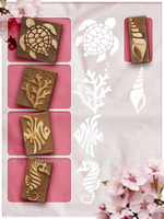 Комбо деревянные штампы 026, 027, 028, 029, 030 + белая по ткани 20 мл