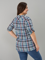 Блузка БЛ-131/клеткасерый-индигокрасный